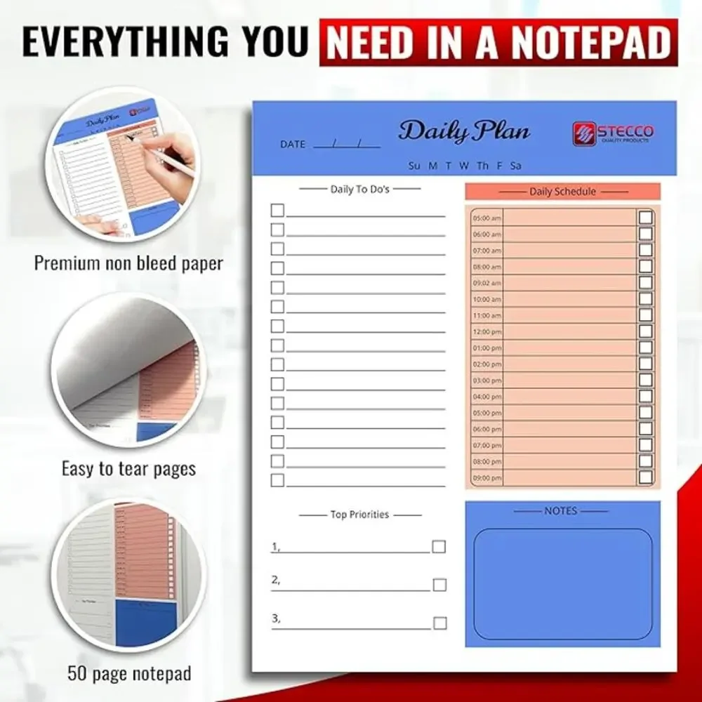 STECCO Leather Portfolio Notebook Document Organizer, Padfolio Folder Organizer